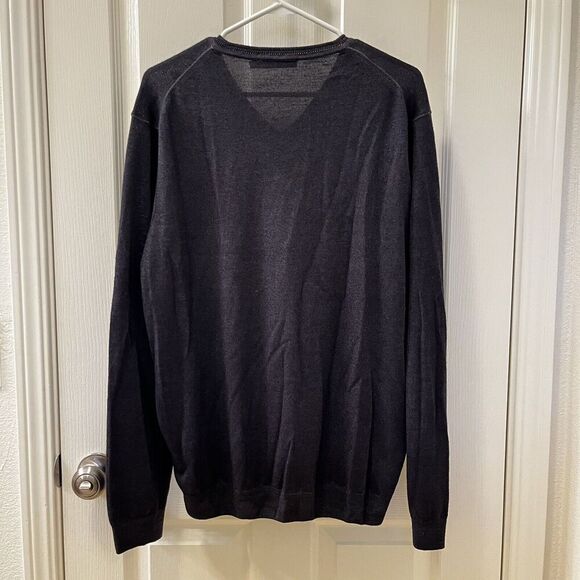 Bugatchi Merino Wool Pullover V-Neck Sweater Italy Charcoal Gray Men's Size XL - Picture 9 of 11